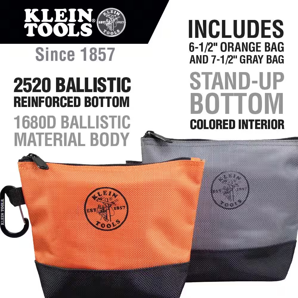 9 In. Stand-Up Zipper Tool Bag (2-Pack) Free Shipping New