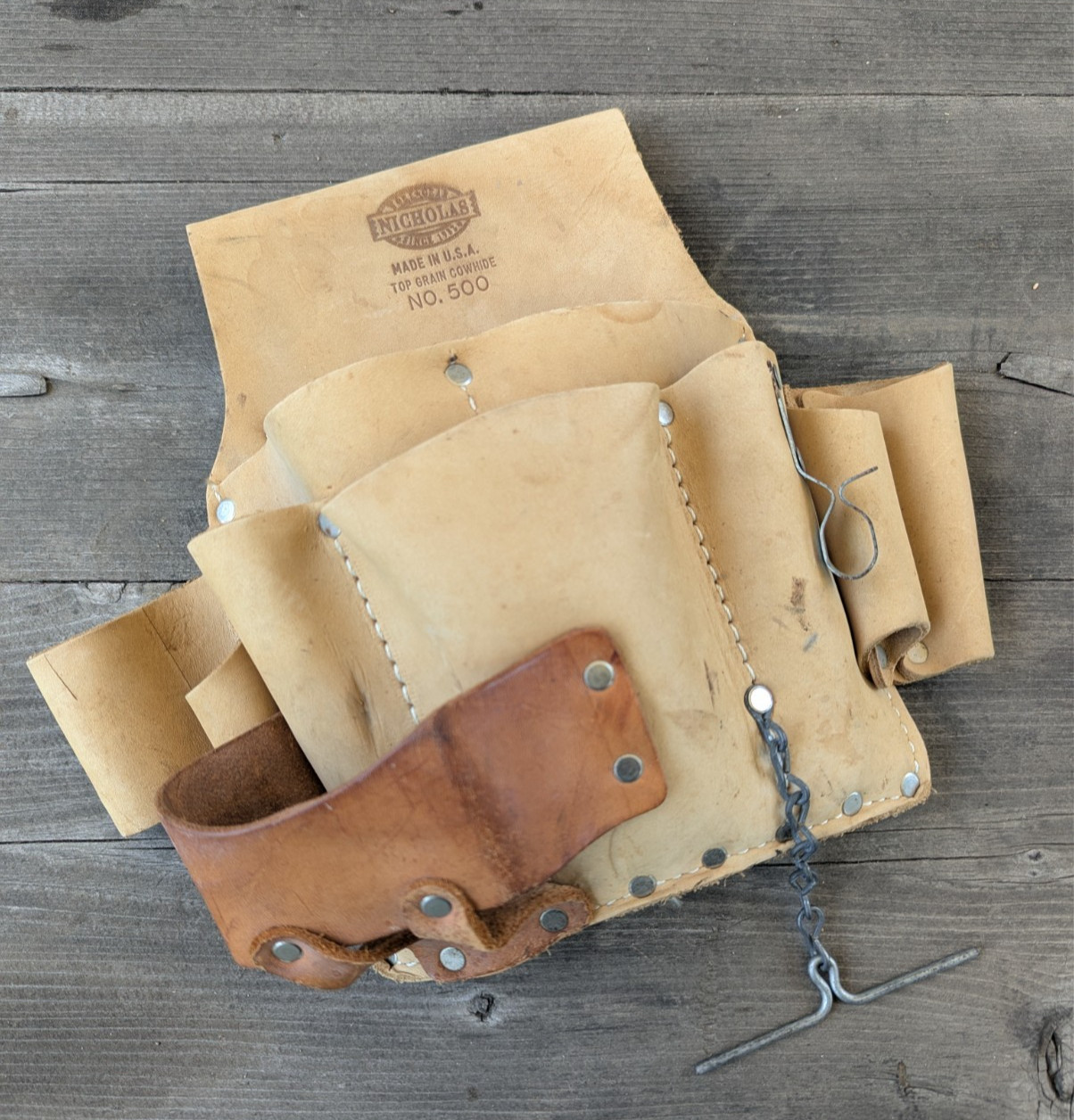 NOS Nicholas No 500 10-Pocket Leather Electrician Tool Pouch USA Made