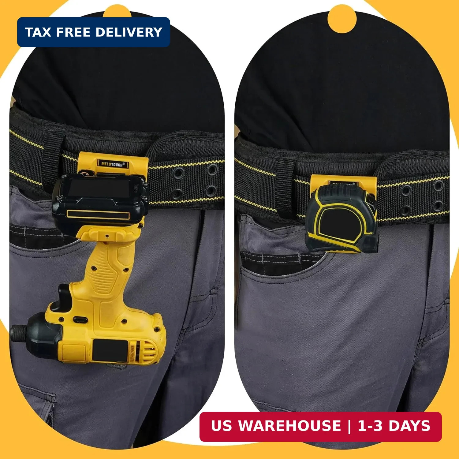 MELOTOUGH Drill Belt Clip,Drill Holder for Tool Belt,Measuring Tape Holder for I