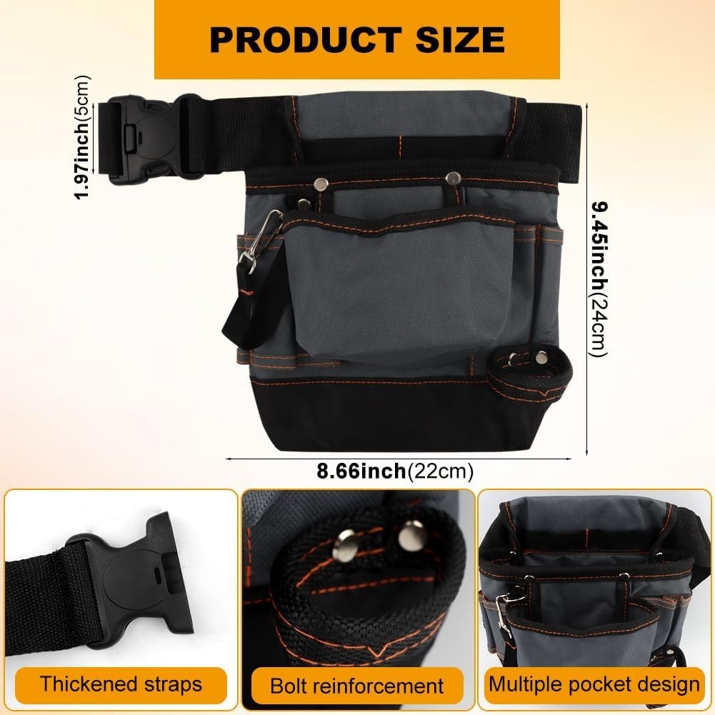 Electrician Tool Pouch with 32-46inch Adjustable Tool-Belt Pouches,8-Pocket T…