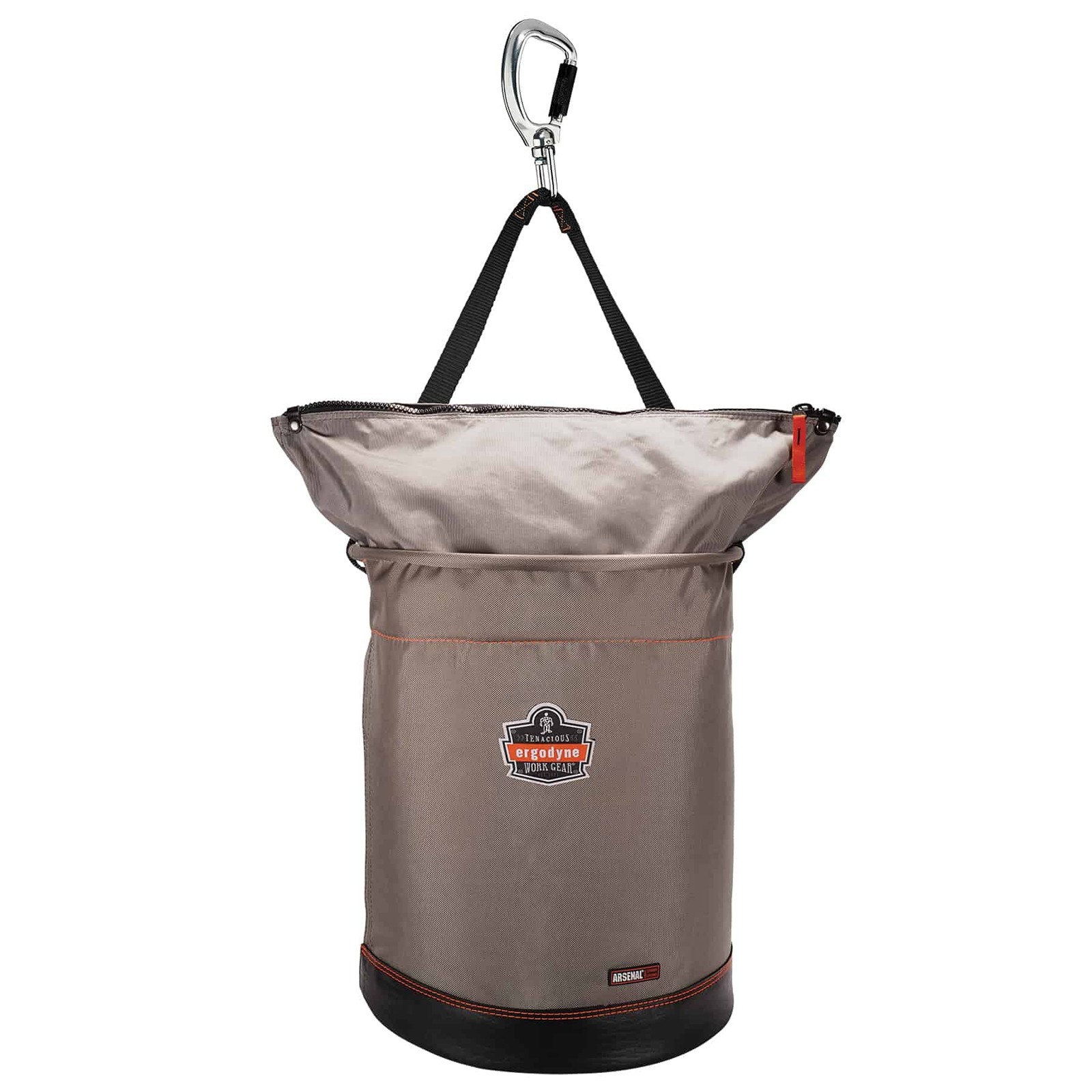 Arsenal 5976 XL Nylon Hoist Bucket Tool Bag – Swiveling Carabiner, Zipper Top