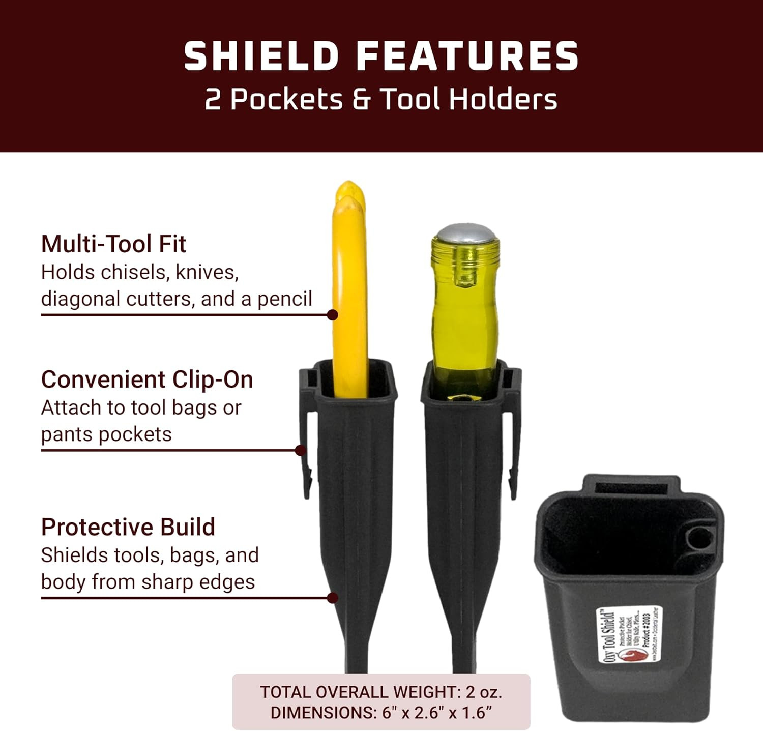 Oxy Tool Shield – 2 Pockets & Tool Holders – Clip-On Convenience – Protective Bu