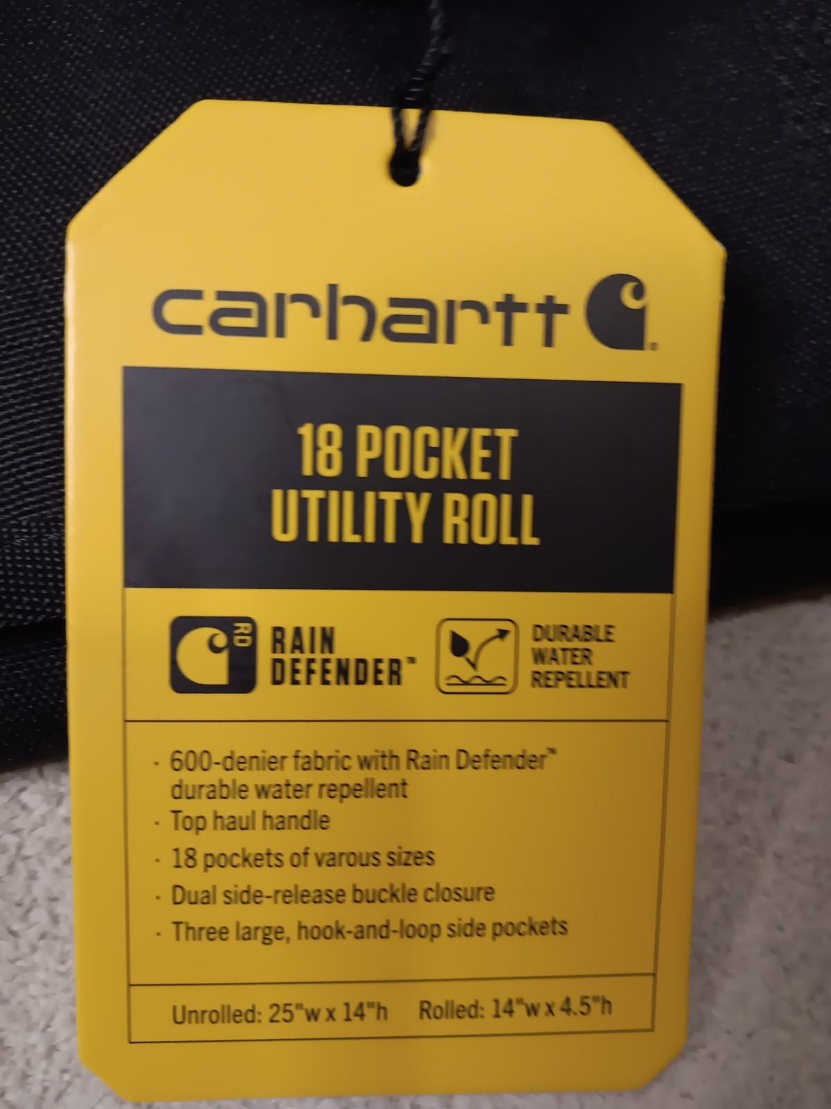 Carhartt 18 Pocket Utility Roll, Essential Tool Roll (Black) w/ Embroidered Logo