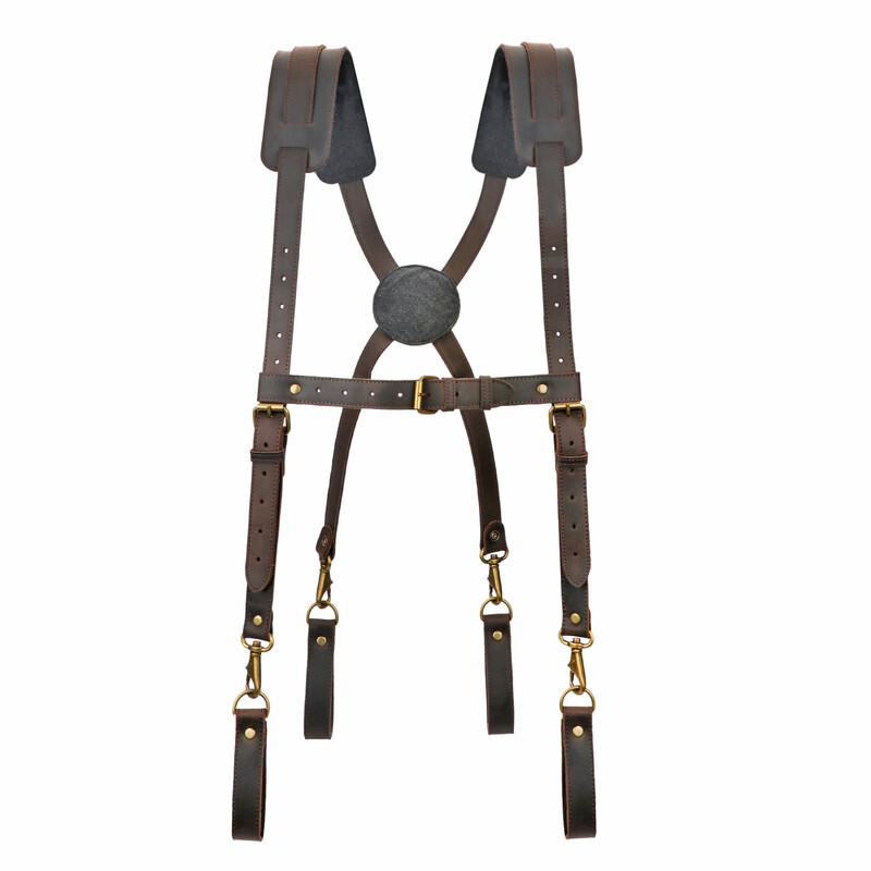 TOURBON Leather Heavy Duty Tool Carry Chest Strap Suspenders Carpenter Hamess US