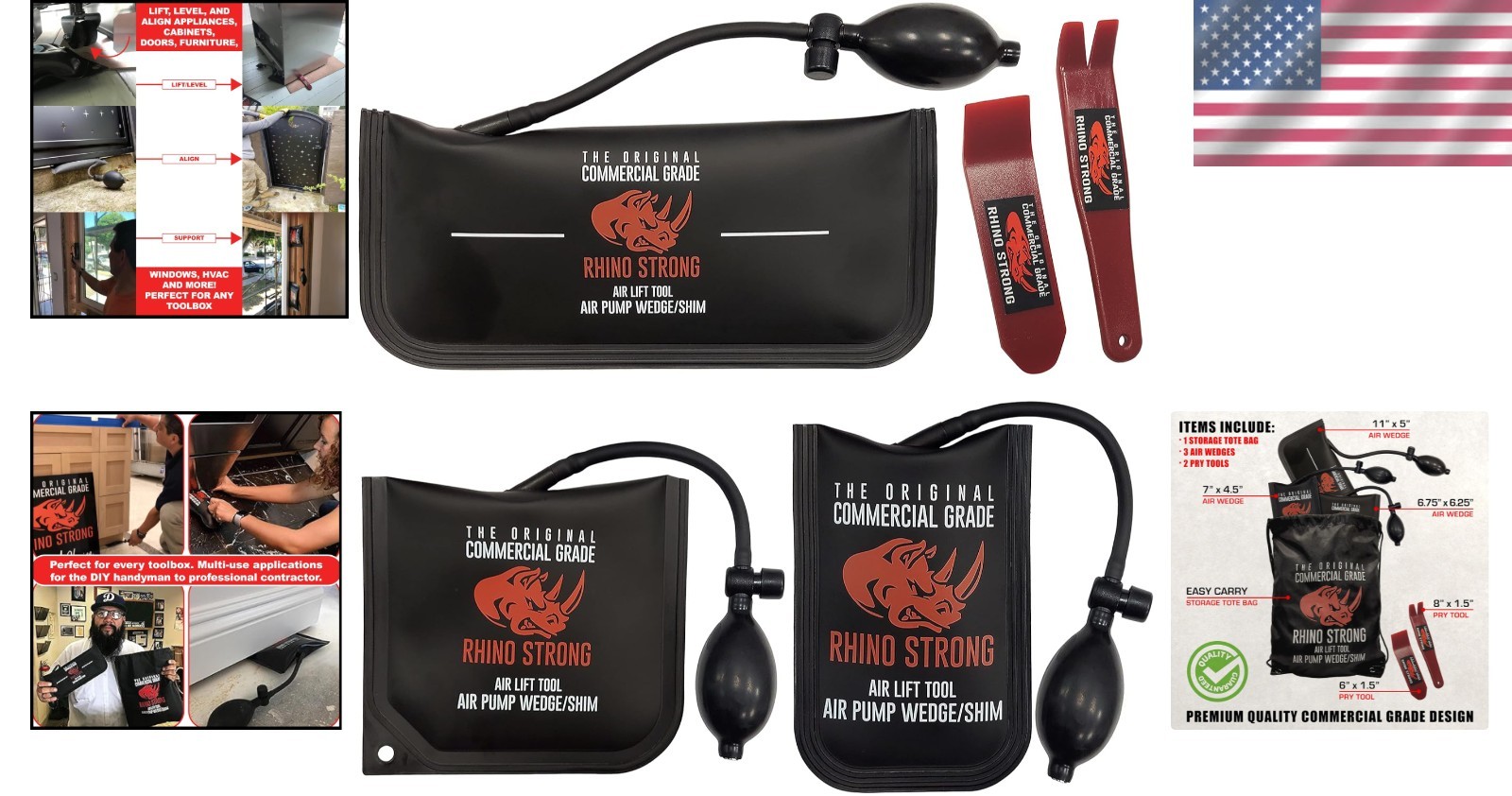 Commercial Grade Air Wedge Bag Pump Kit Small Medium Large