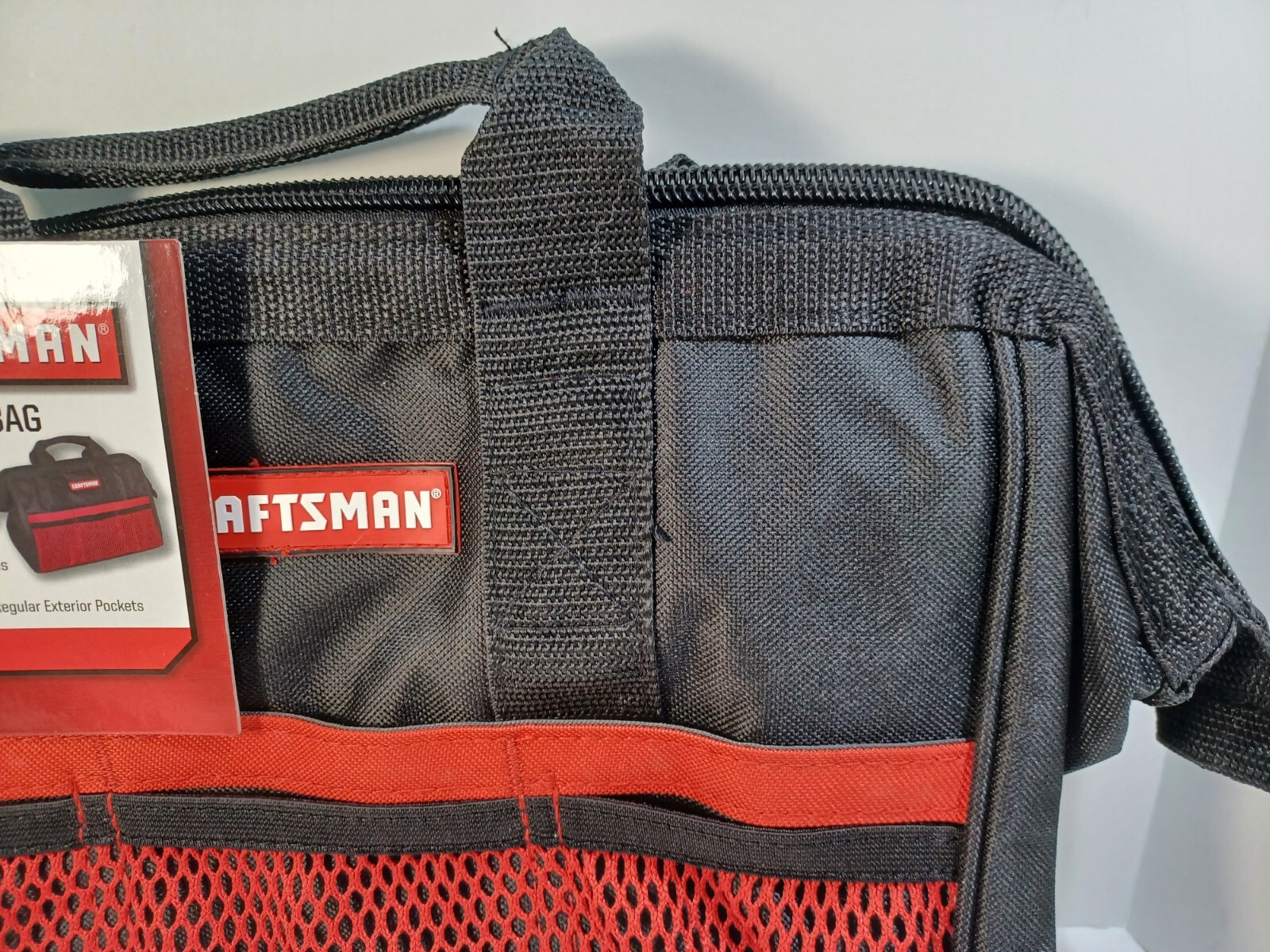 Craftsman 13 Inch W X 9.75 Inch H Wide Mouth Tool Bag 6 Pocket Black Red New