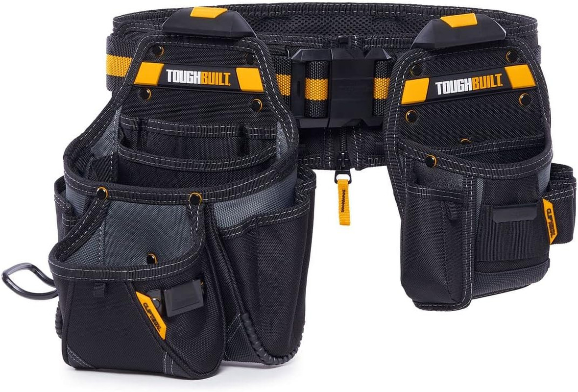 ToughBuilt 3-Piece Handyman Tool Belt Set with Padded Belt with Heavy-Duty Buckl