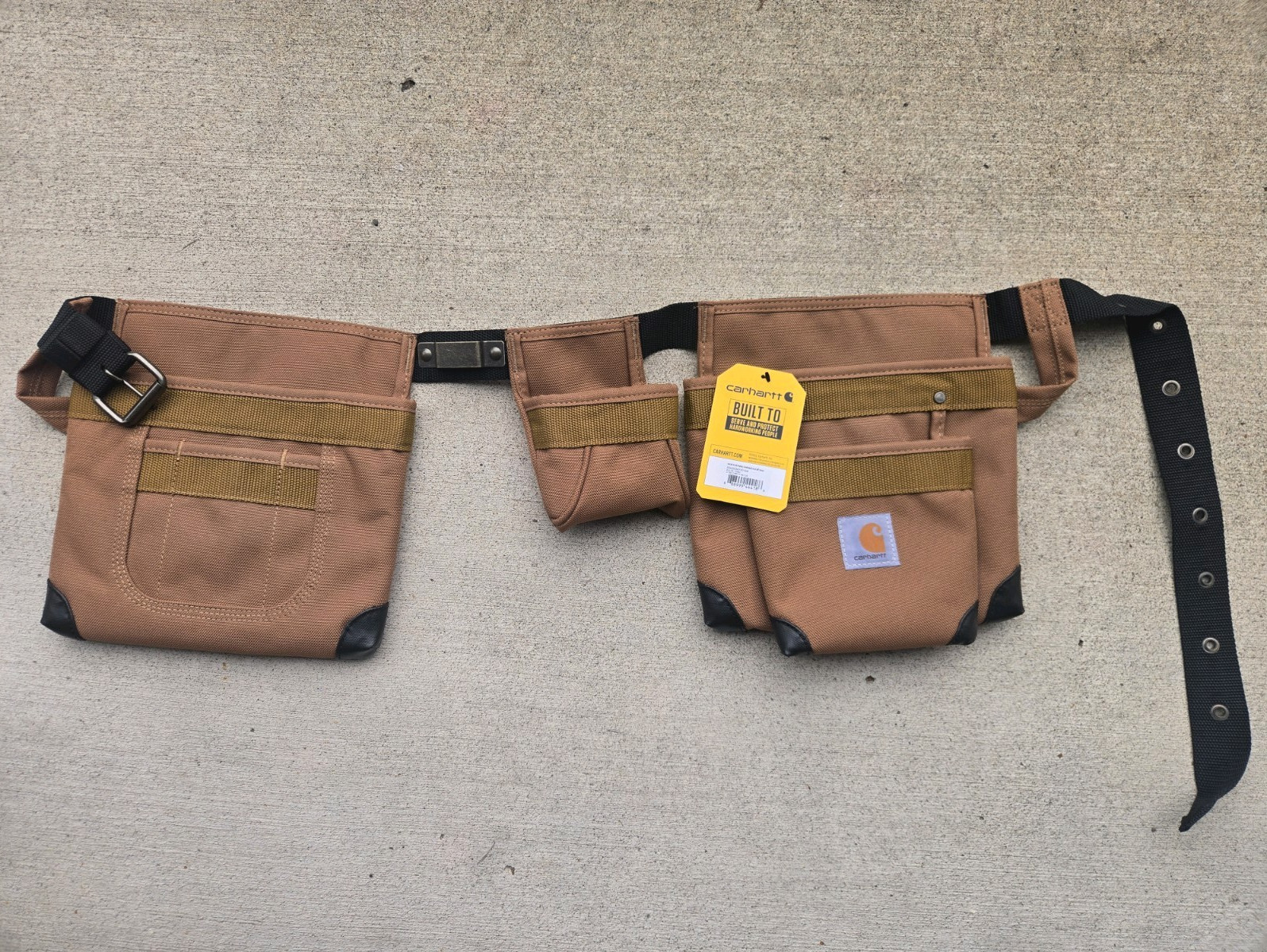 Carhartt Adjustable Polyester Tool Belt w/ Storage Pouches Brown B0000347