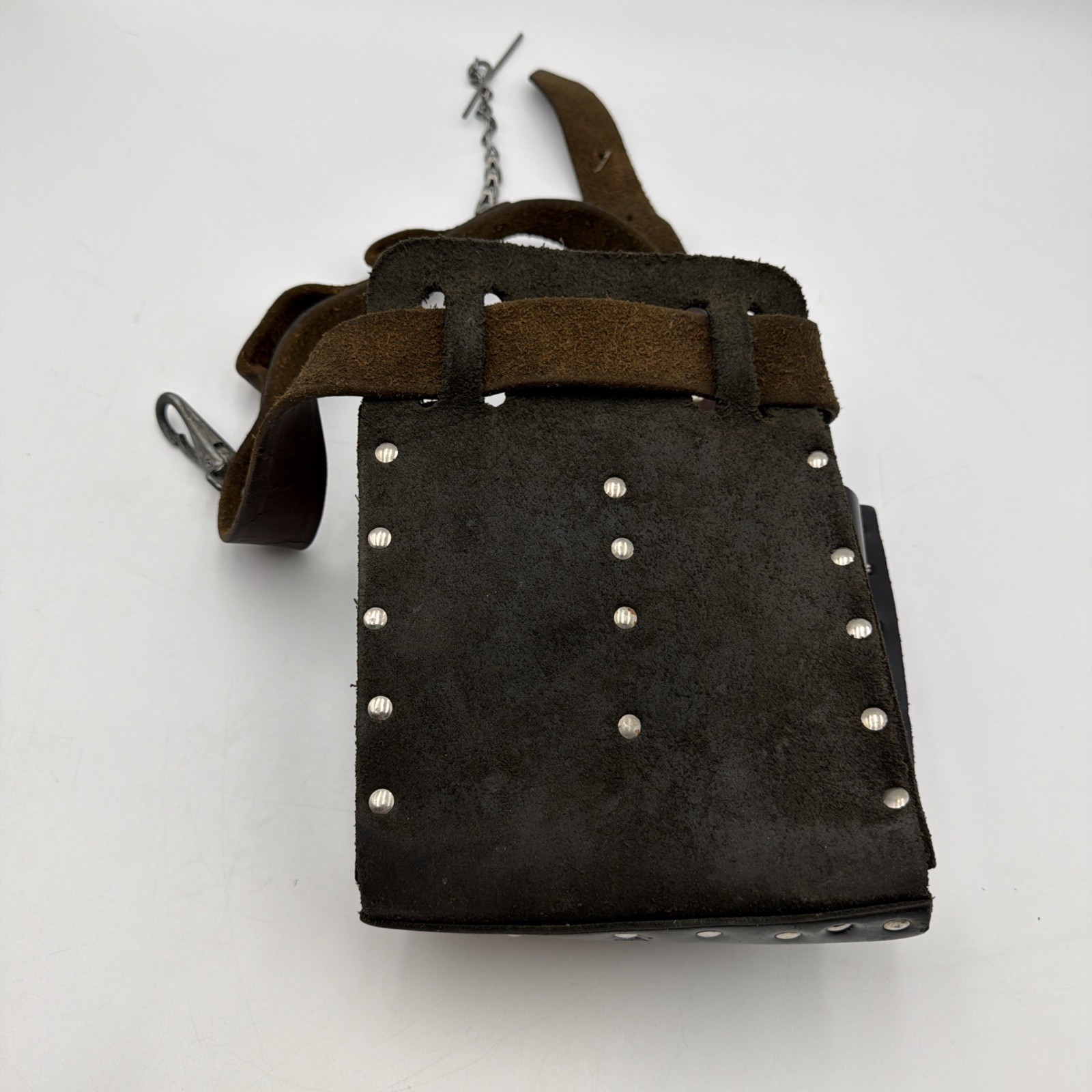 Klein Tools 5165 Leather Tool Pouch 10 Pocket + 5207L Belt Used Black