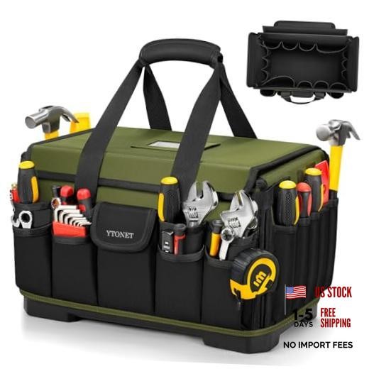 Heavy Duty Tool Bag 16-Inch, 46 Pockets Electrician Tool Bag for 16 Inch Green