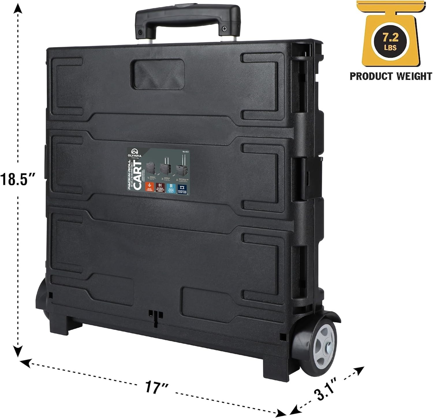 Heavy-Duty 85-010 Grand Pack-N-Roll Tools Carrier with Telescopic Handle, Black