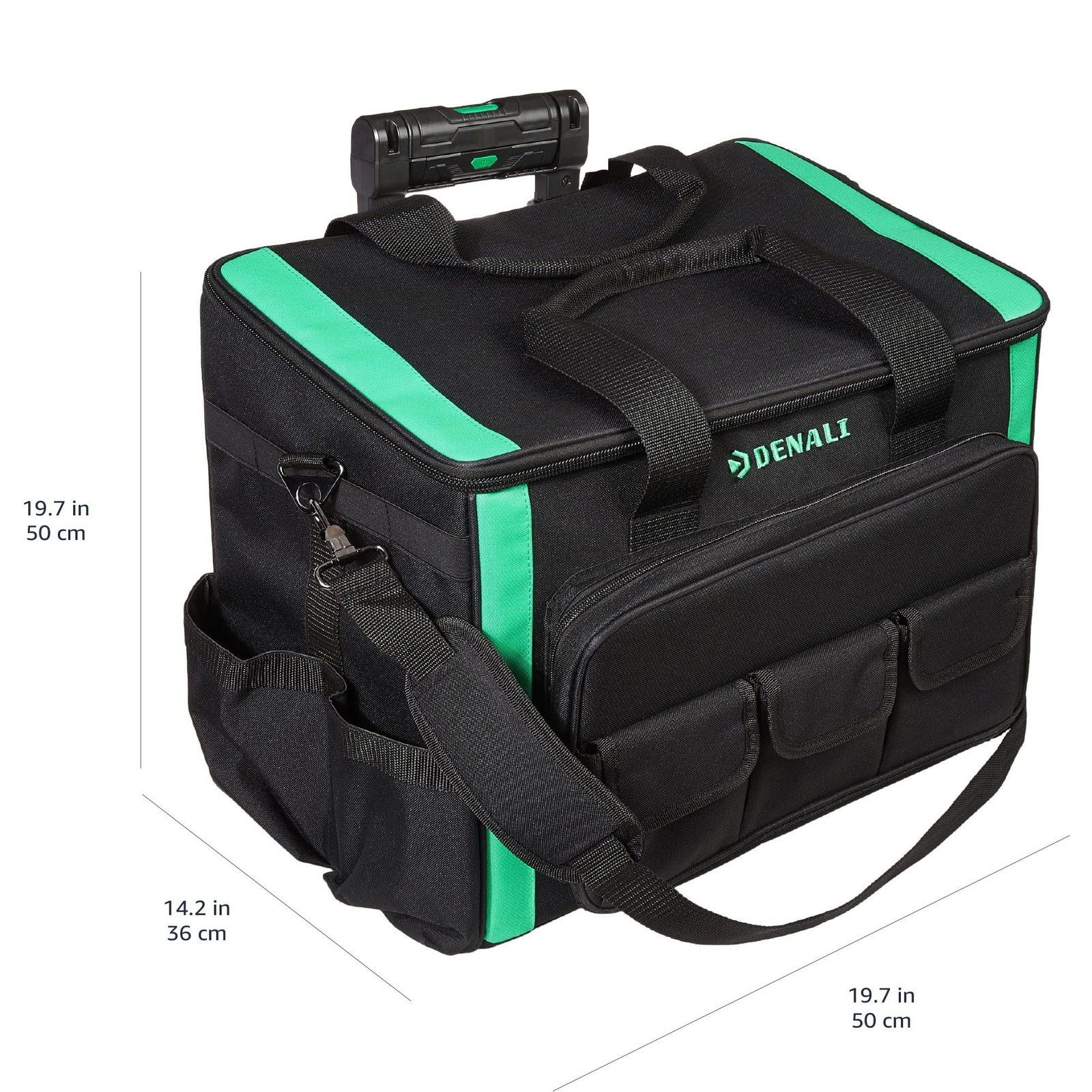 Retailer Basics Tool Storage Rolling Bag Led Light 20 Pockets Adjustable Shoulde