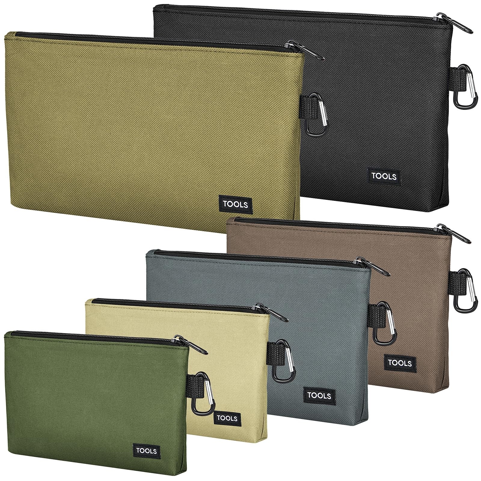 Premium Flat Bottom Zipper Small Tool Bag Utility Storage Organizer 6 PCS