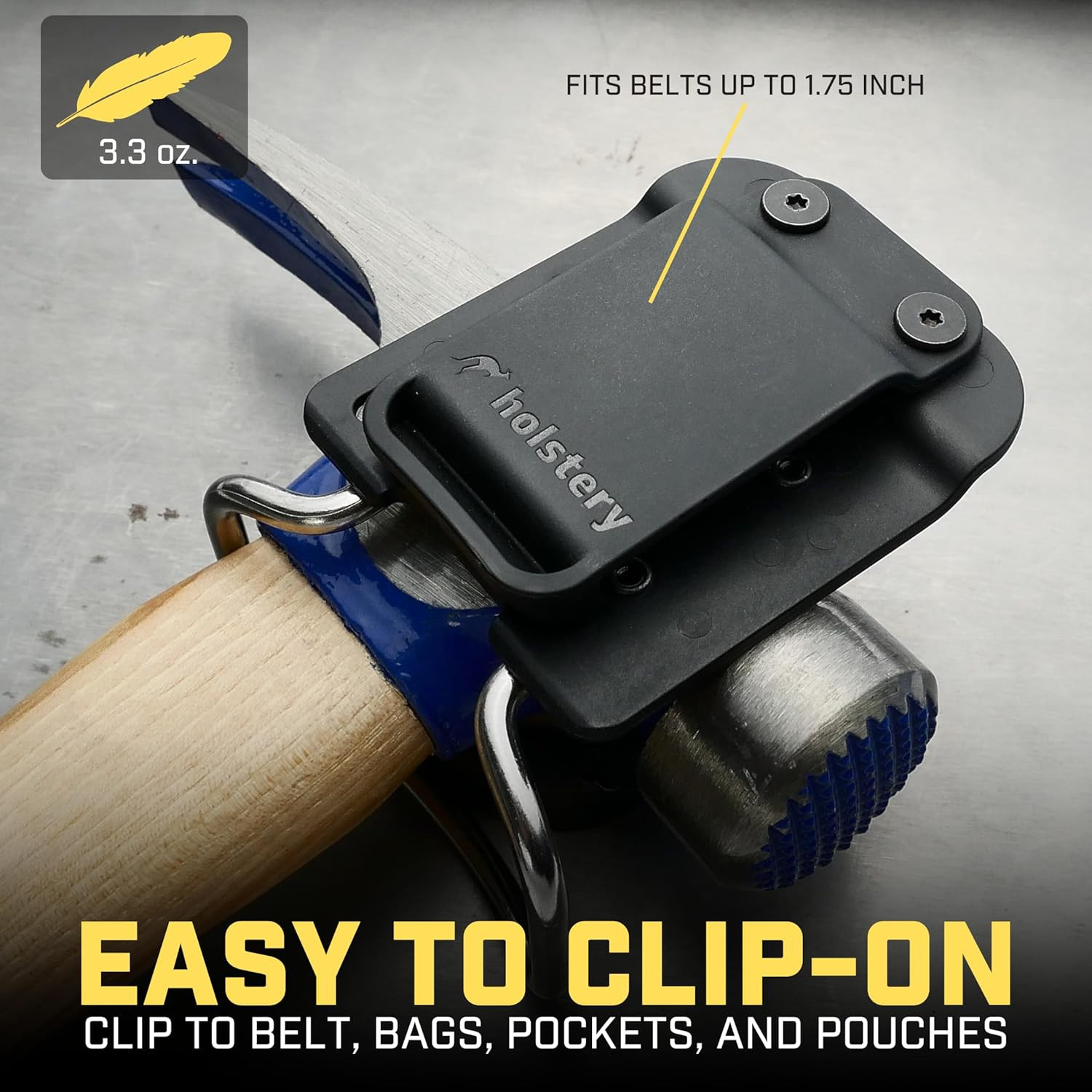 Hammermaster | Hammer Holder Loop – Clip-On Tool Belt Holster Holds Hammers, Hat