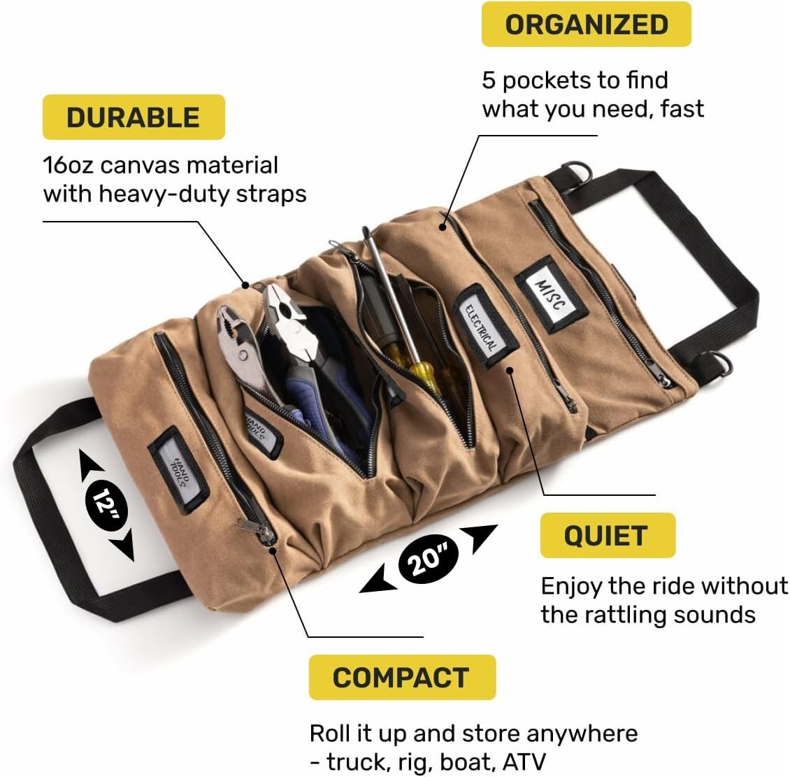 Official Tool Roll Official Legacy Tool Roll Bag – Easy To Carry 5-Pocket Roll