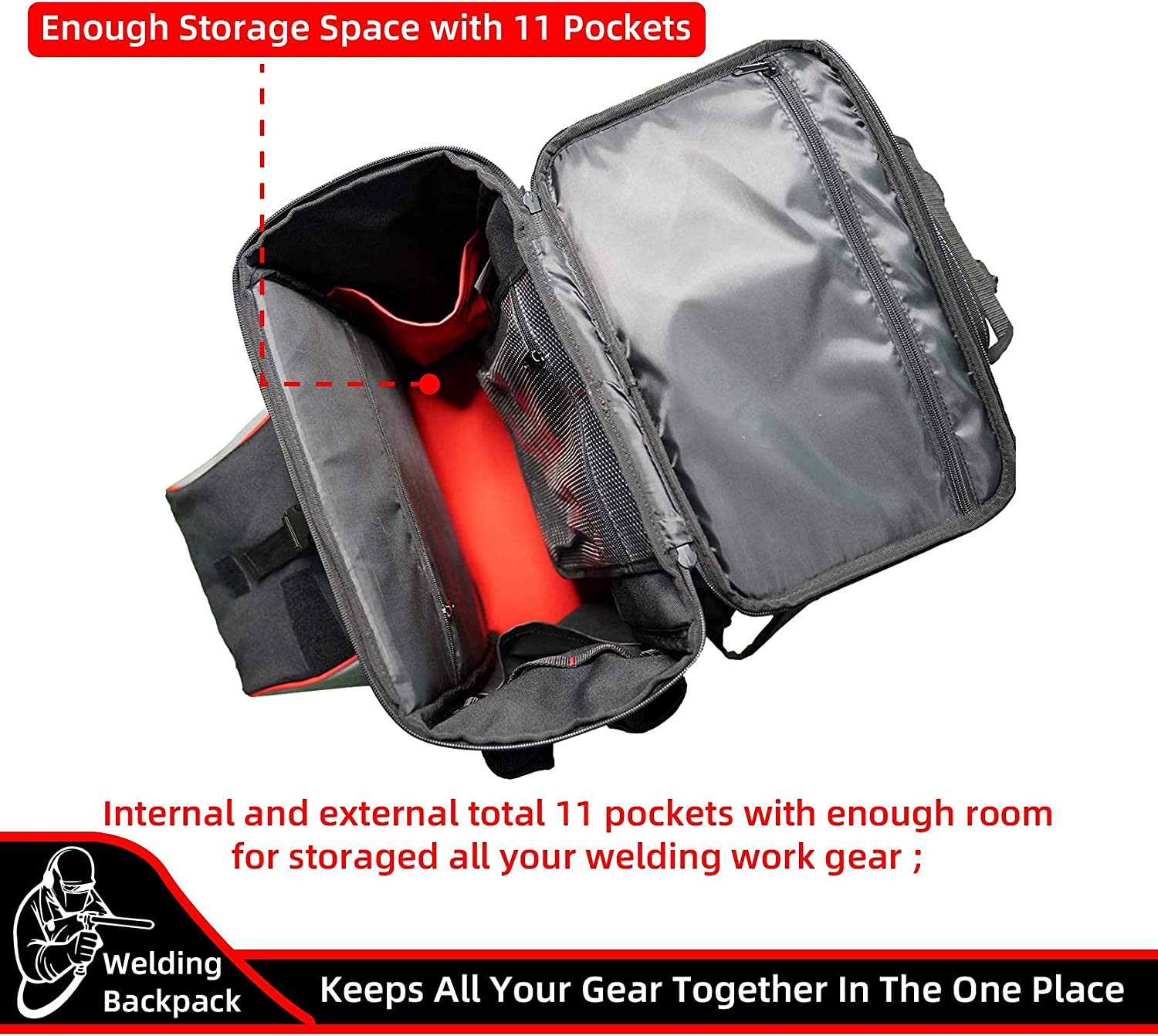 Large Welding Tool Backpack Extreme Gear Pack with Helmet Catch Storage Big Bag