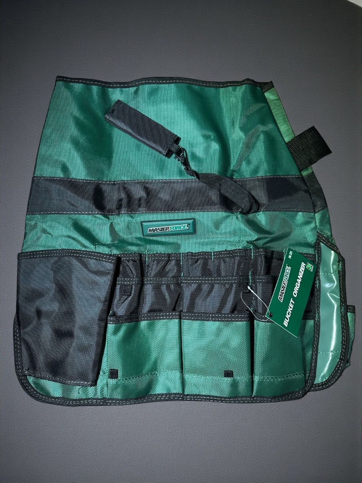 Masterforce Green & Black Bucket Tool Organizer 5-Gallon Heavy-Duty 1680 Denier