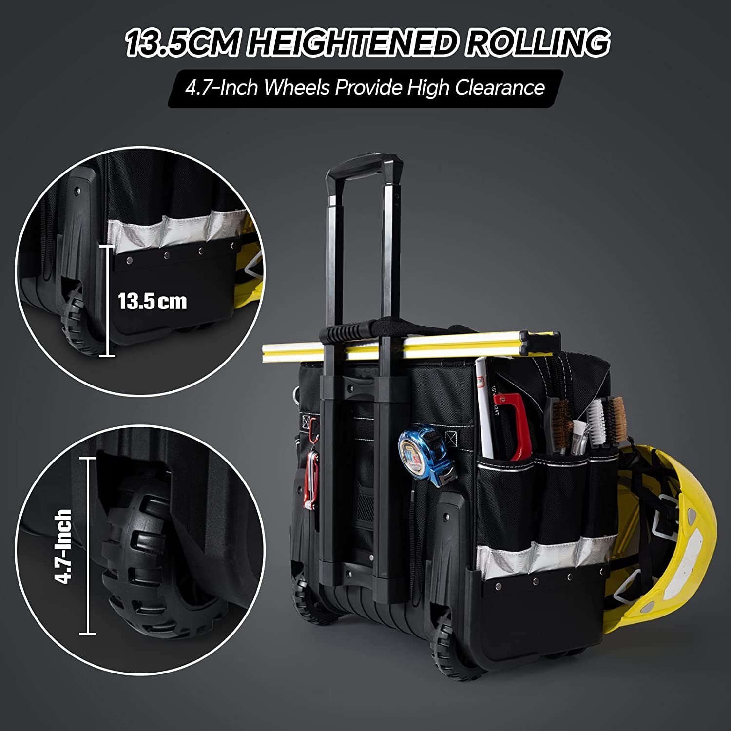 18” Rolling Tool Bag with Wheels Storage Organizer Rolling Tool Tote,