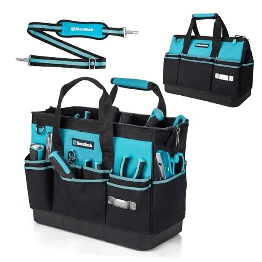 16-Inch Heavy Duty Tool Bag with Waterproof Hard Bottom, Tool Bag 16 Inch