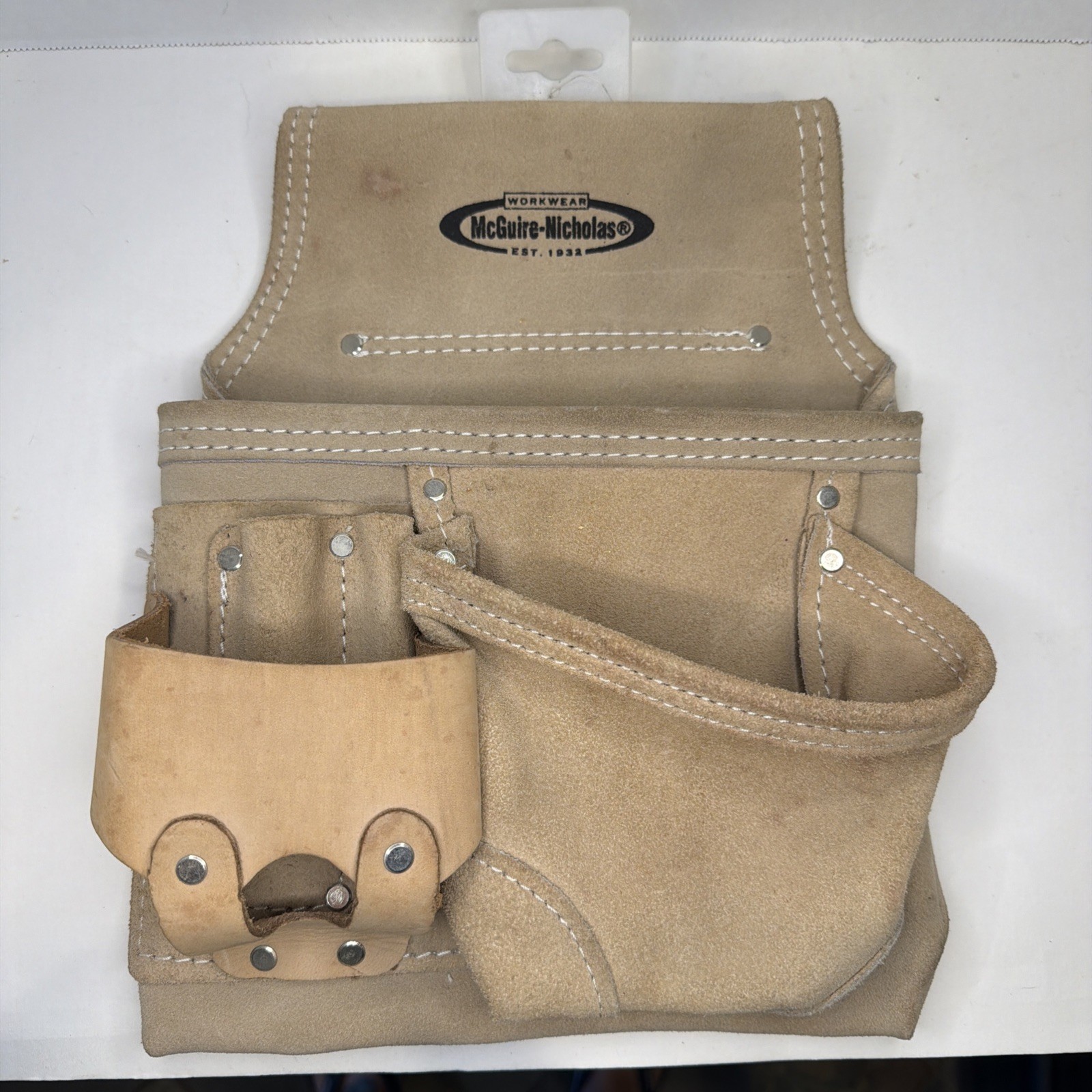 NEW McGuire-Nicholas DM-824-SC Suede Leather Carpenter’s Nail & Tool Pouch Belt