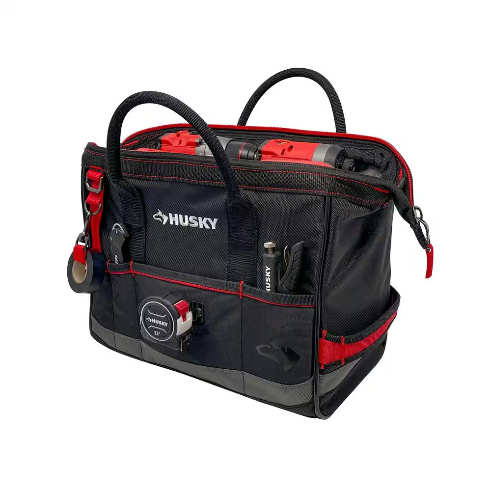 Husky PRO Tool Bag Heavy-Duty Polyester 14 in Durable Lockable Padded Handle