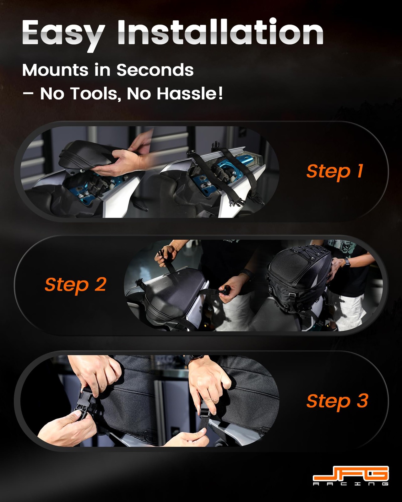 Motorcycle Seat/ Tail Bag – Dual Use Backpack Waterproof Motorbike Helmet Storag