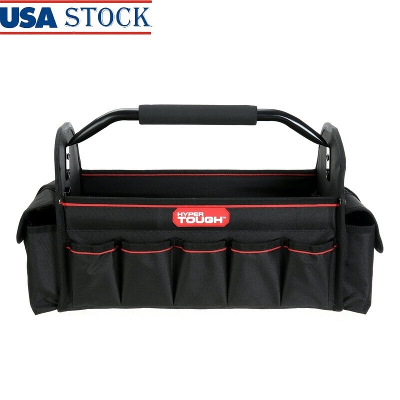 16 Inch Open Tool Tote Bag Storage Organizer W/ Pockets & Tape Measure Holder US