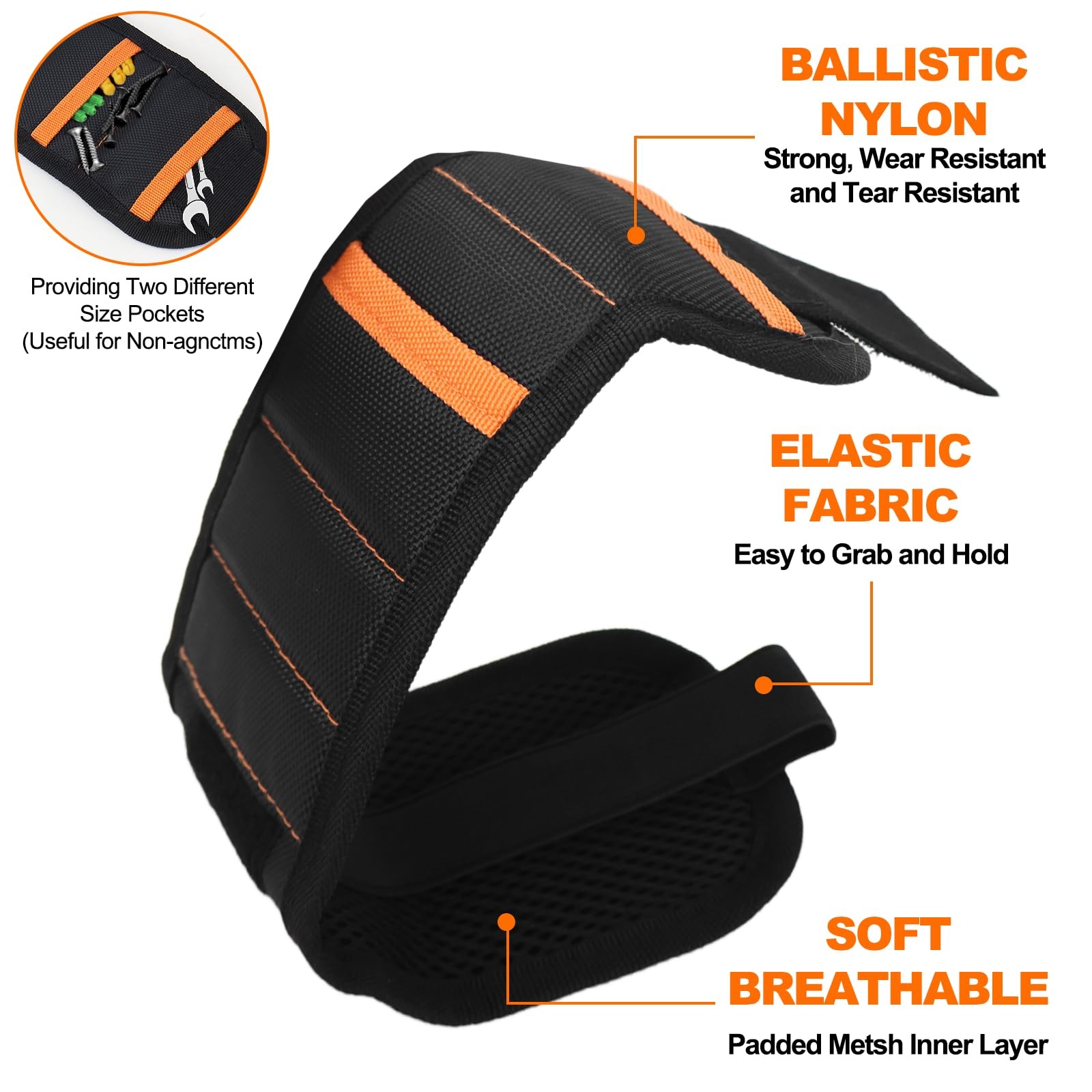 Magnetic Wristband for Tools (2-Pack) – Premium Tool Belt Men,…