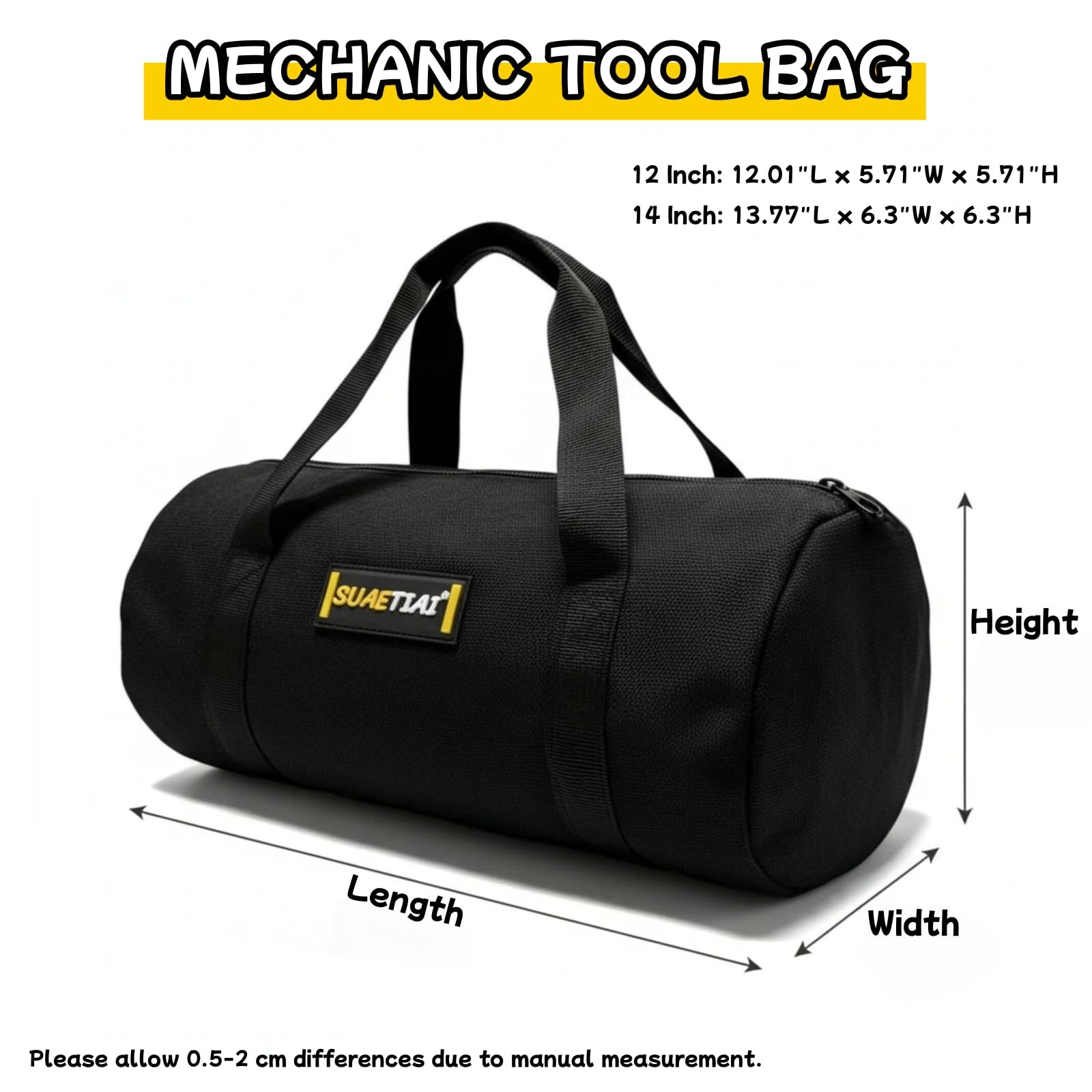 14 Inch Small Tool Bags for Men,Wide Mouth Zipper Tool Storage Bag,Large Capa…