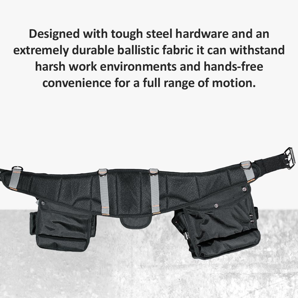 WOLF WTB300 Heavy-Duty Padded Tool Work Belt w/Pouch Bags | Universal Body Waist
