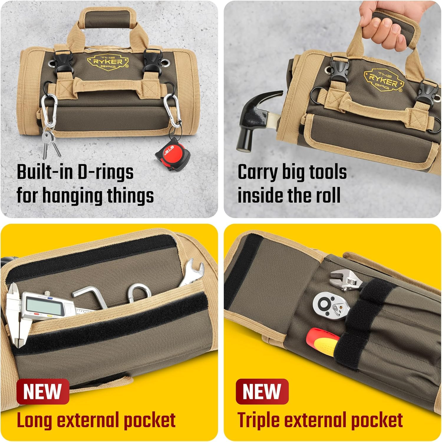 The Ryker Roll up Tool Bag Organizer Gifts for Him Heavy Duty Motorcycle Tool Ro