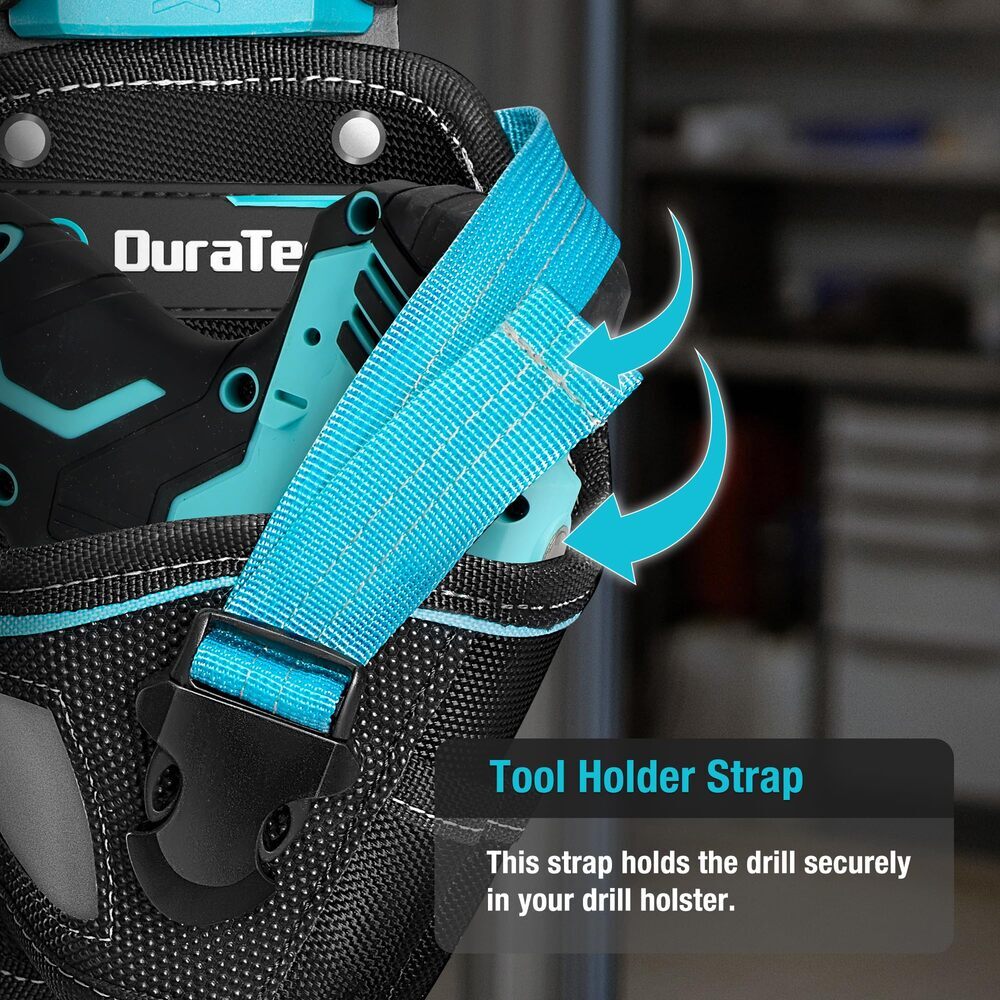 DuraTech Drill Driver Holster Drill Holder w/Side Bit Pocket Holder Strap Buckle