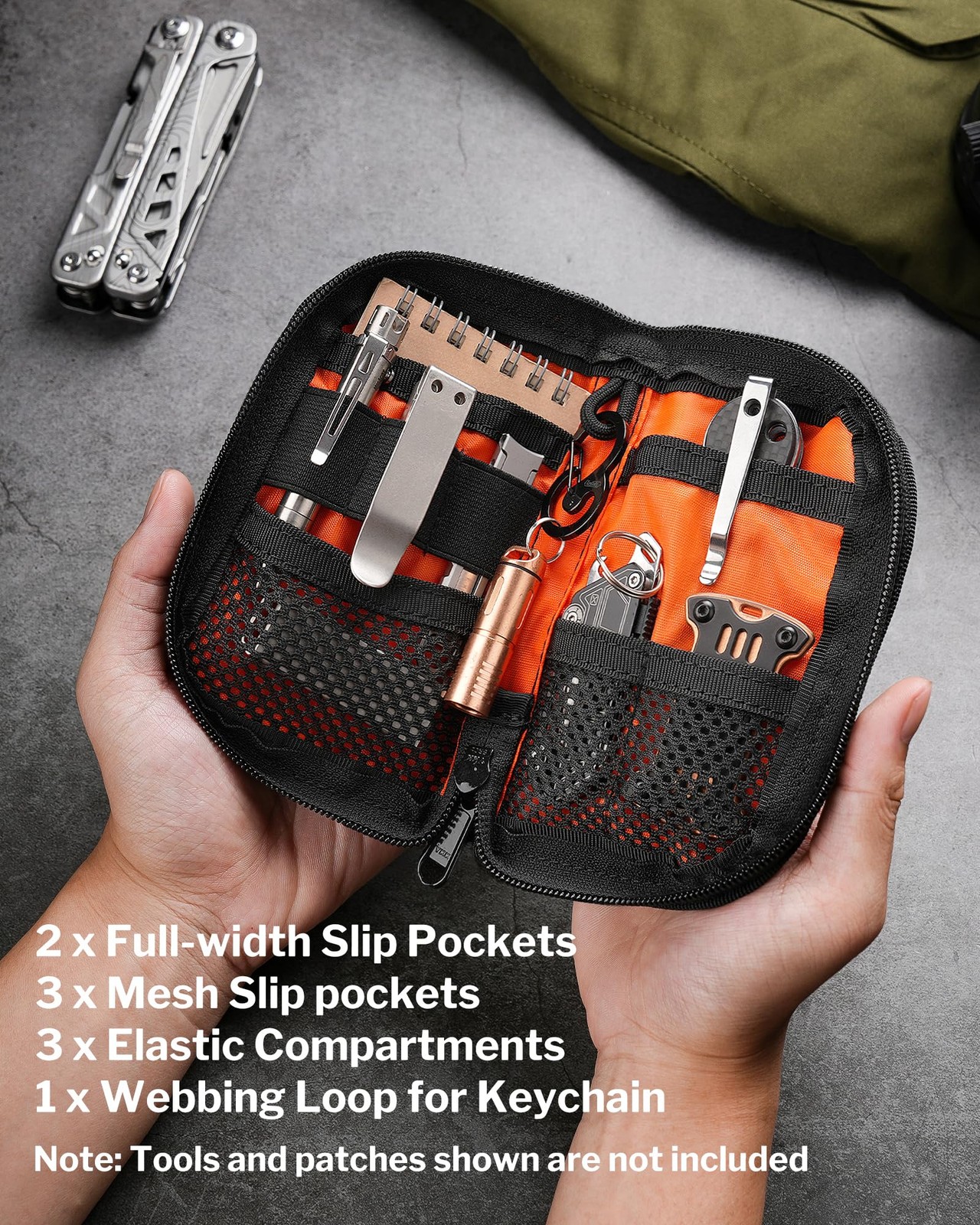 VE10 EDC Pouch Small Pocket Tool Pouch with 10 Compartments, Men’s Pocket Org…