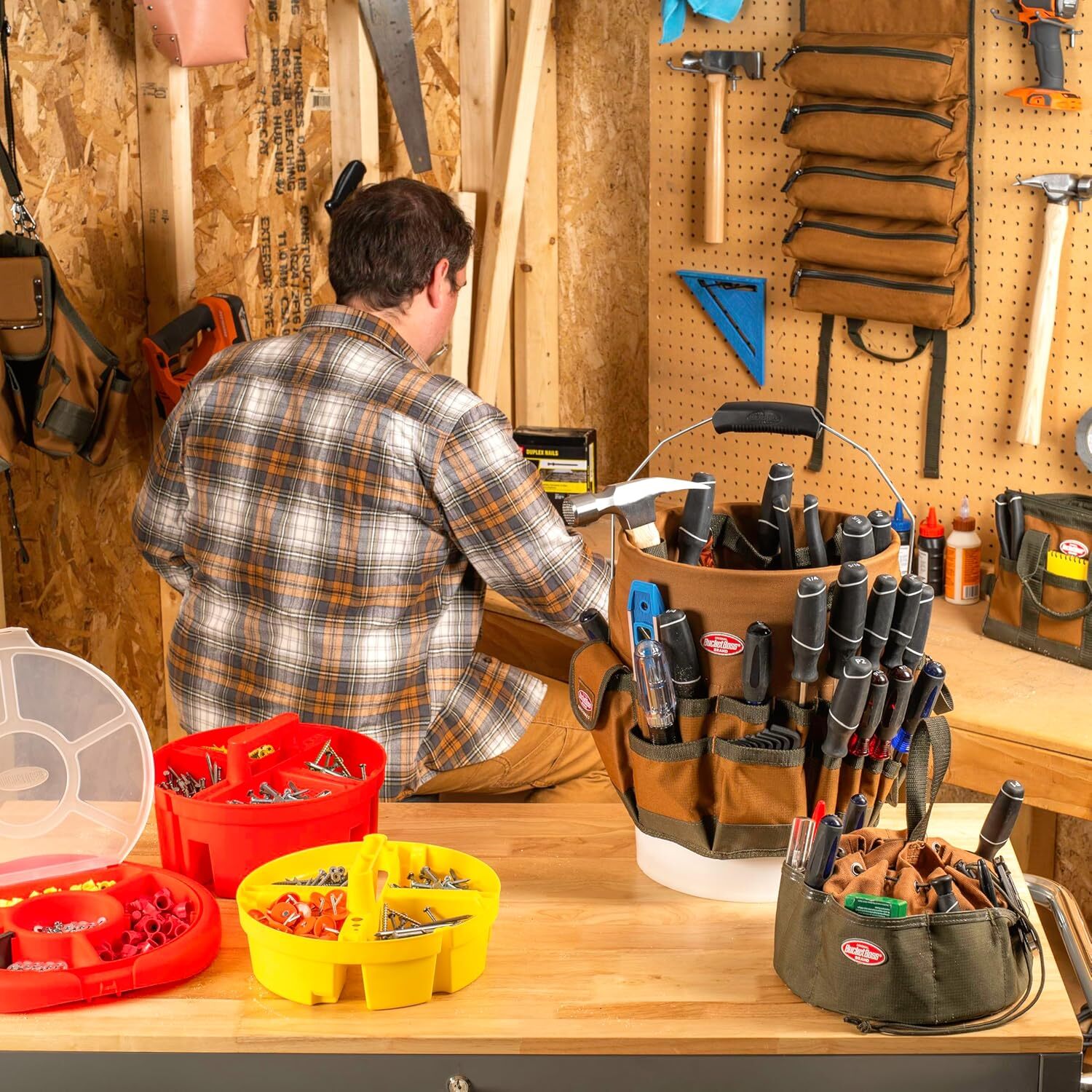Bucket Boss The Bucketeer Tool Organizer For 5 Gallon Bucket Brown 10030