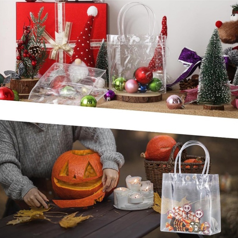 Clear PVC Plastic Tote Bag with Buttons Secure Packaging Solution Pack of 5