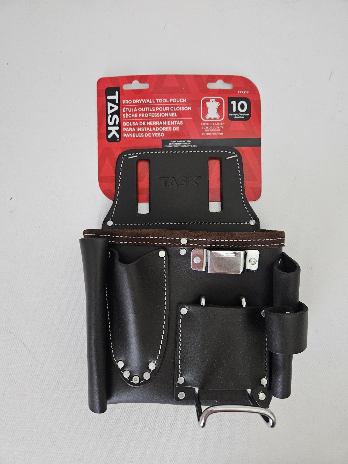 TASK Pro Drywall Leather Tool Pouch 10 Pocket Drywall Tool Holder Belt New