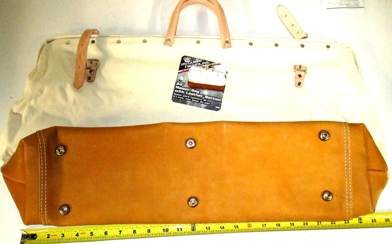 McGuire Nicholas 24″ Mason Bag heavy duty canvas w/ Full grain leather bottom