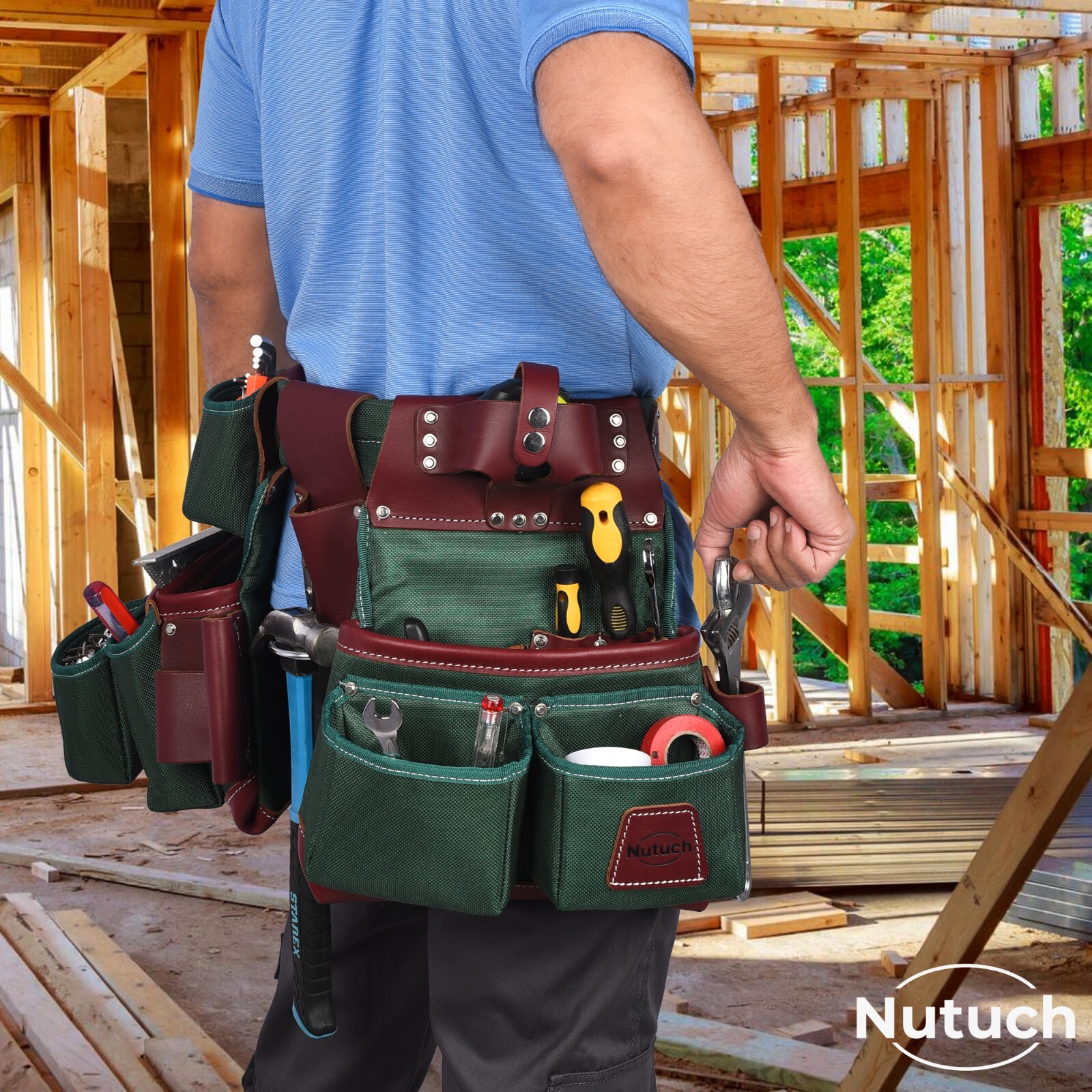 NUTUCH Nylon and Leather Tool Belt | Carpenter Tool Belts | Electrician