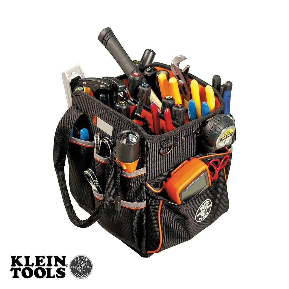 Klein Tools Tool Bag Tradesman Pro Tool Tote 40 Pockets10 Inch Large Zipper