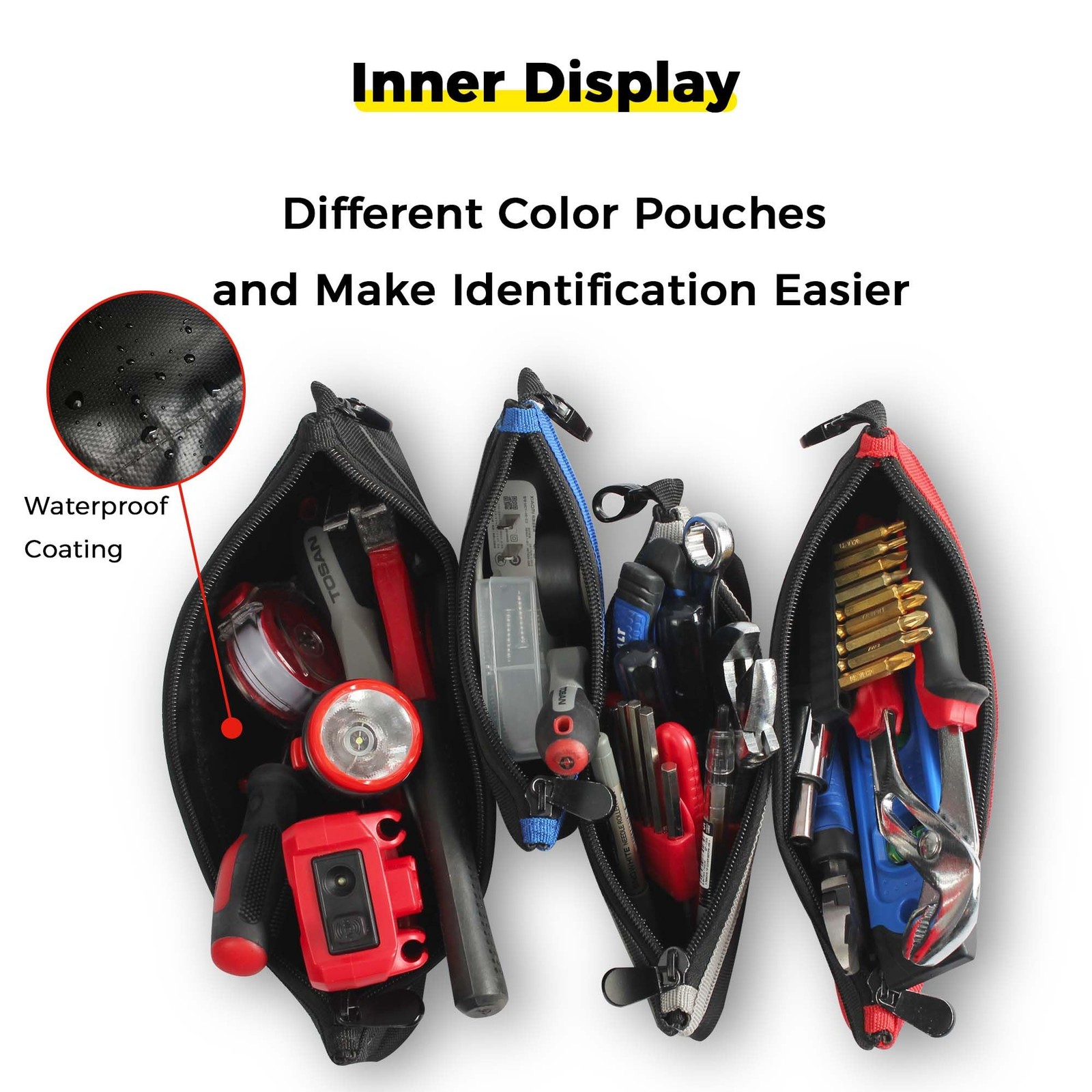 12.5″ Small Zipper Tool Pouch Waterproof 1680D Multipurpose Organizer 4 PCS
