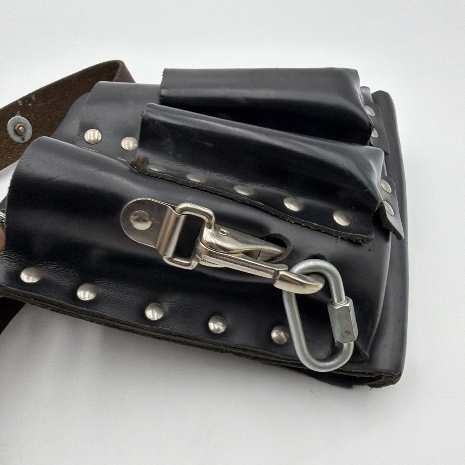 Klein Tools 5165 Leather Tool Pouch 10 Pocket + 5207L Belt Used Black