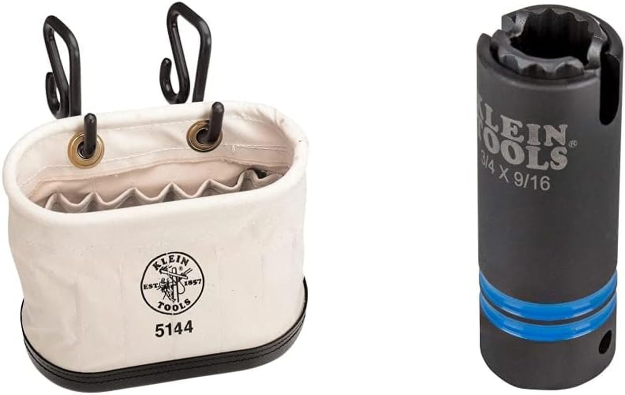 15-Pocket Aerial Oval Canvas Bucket with Hooks & 3-in-1 Socket Set