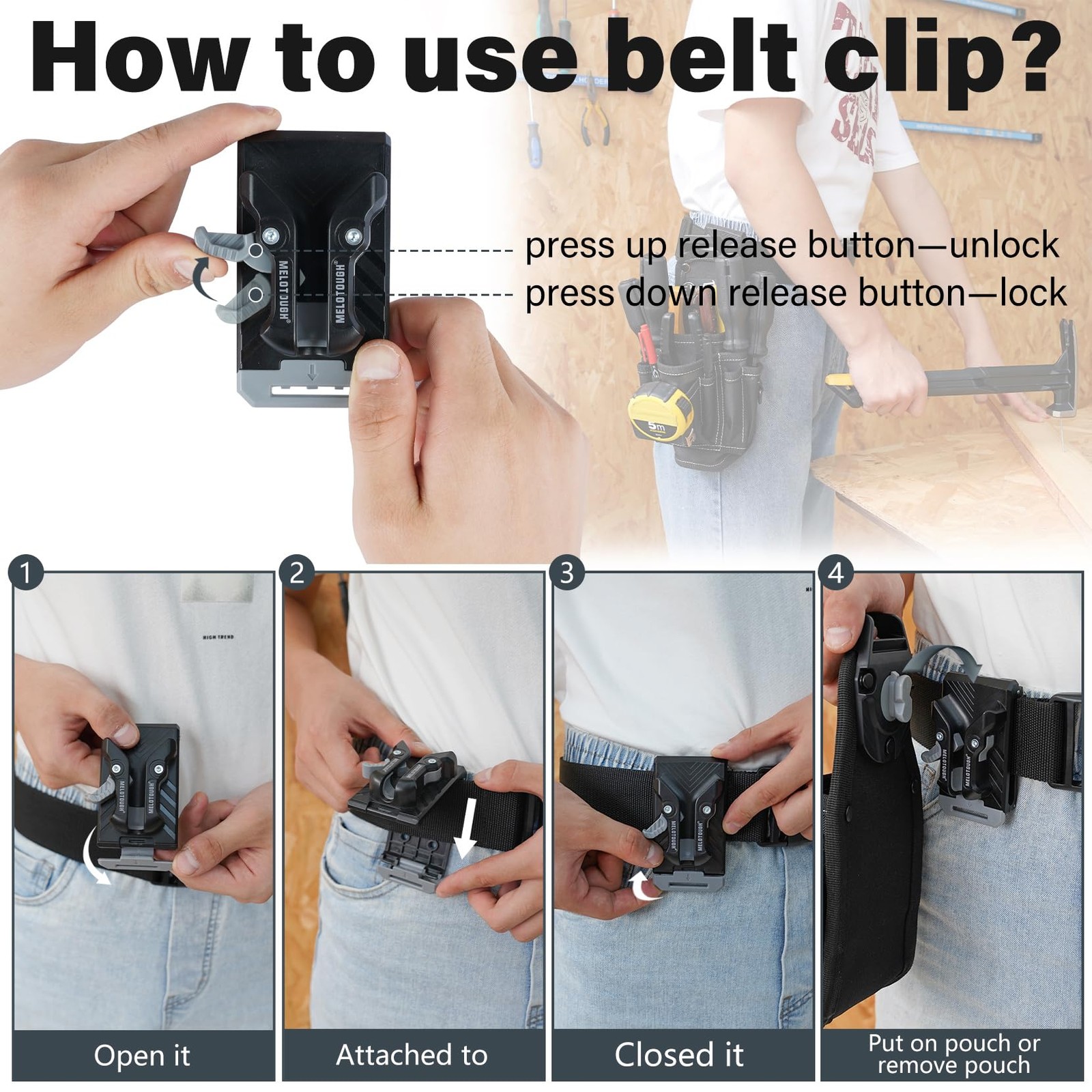 Small Pocket Tool Belt Pouch With Quick Release Clip Holder Organizer Bag