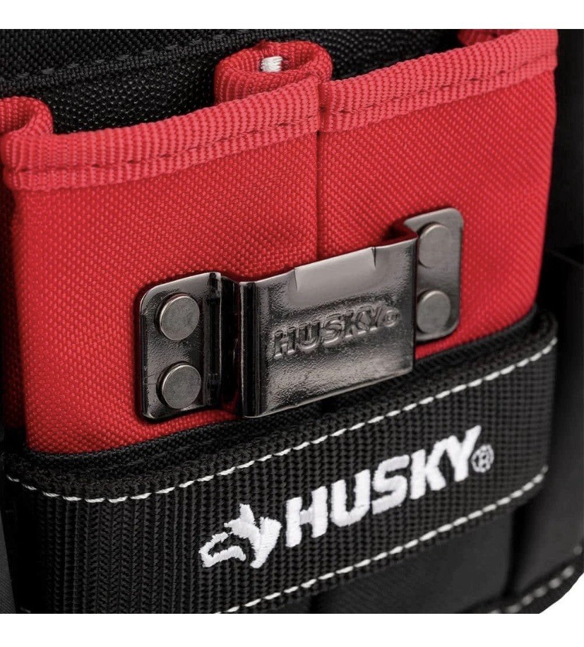 Husky Tool Belt Pouch 3 Pocket Clip On 7 in Water Resistant Heavy Duty Storage