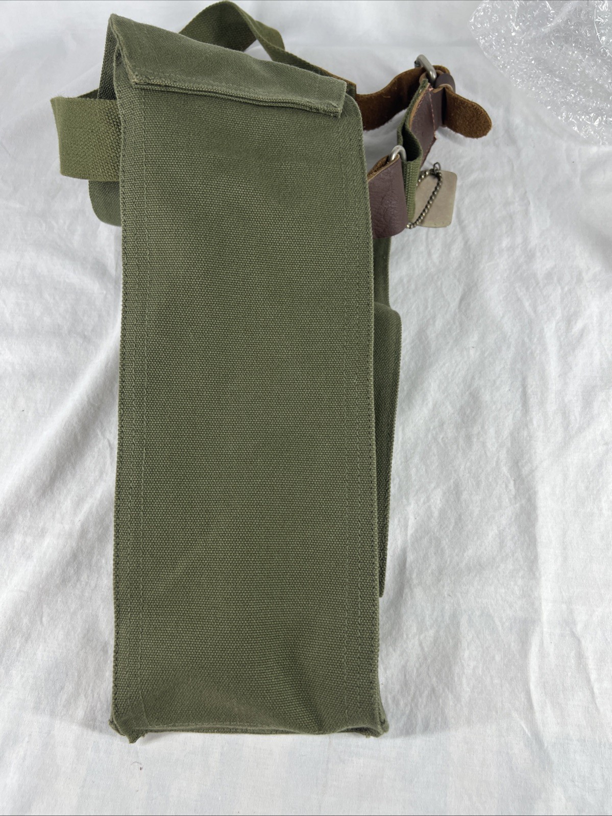 Park B. Smith Sage Green Canvas & Leather Single Utility Cargo Wine Bottle Bag