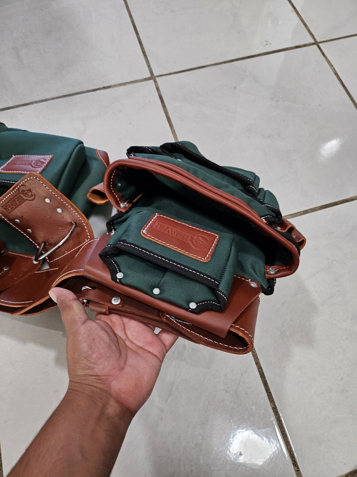New leather and nylon construction bags