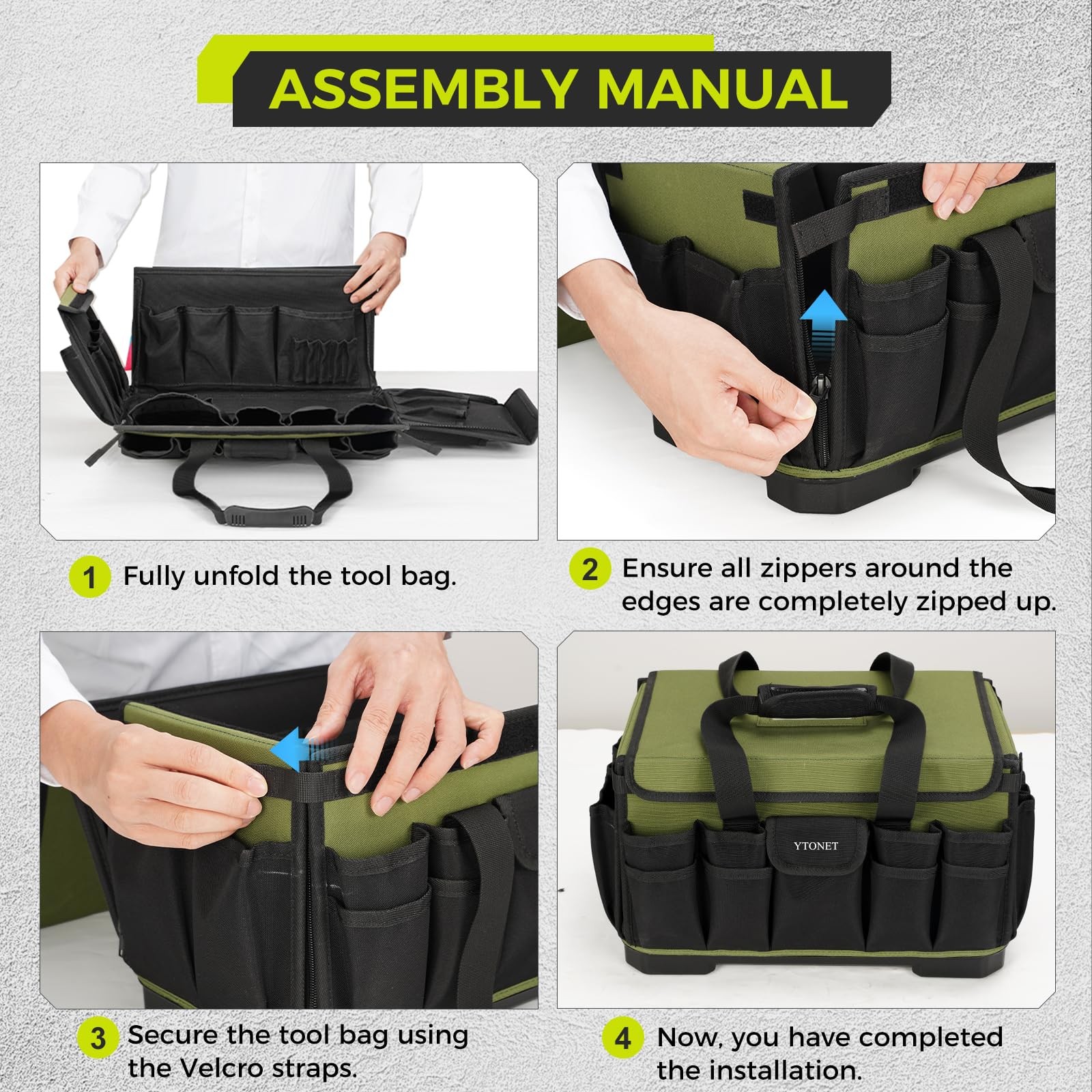 Heavy Duty Tool Bag 18 Inch 46 Pocket Mechanic HVAC Electrician Organizer Waterp