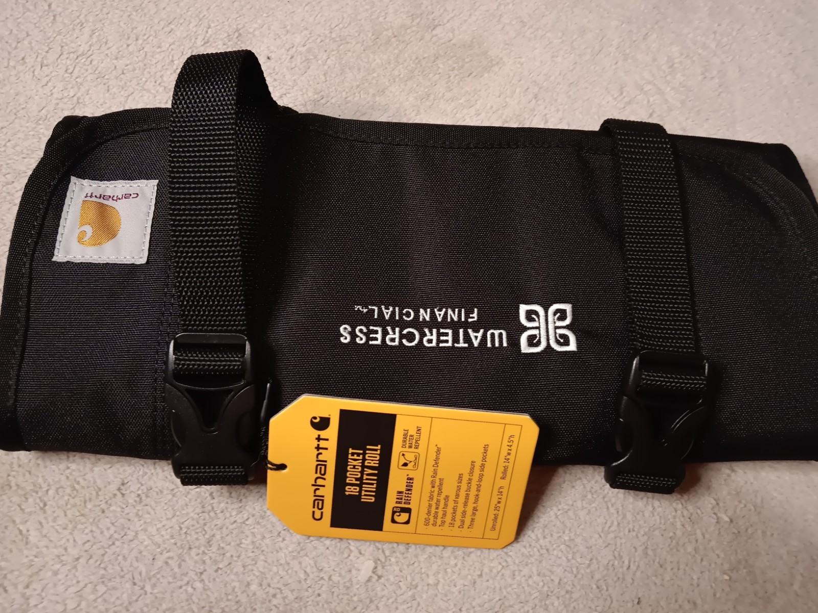 Carhartt 18 Pocket Utility Roll, Essential Tool Roll (Black) w/ Embroidered Logo