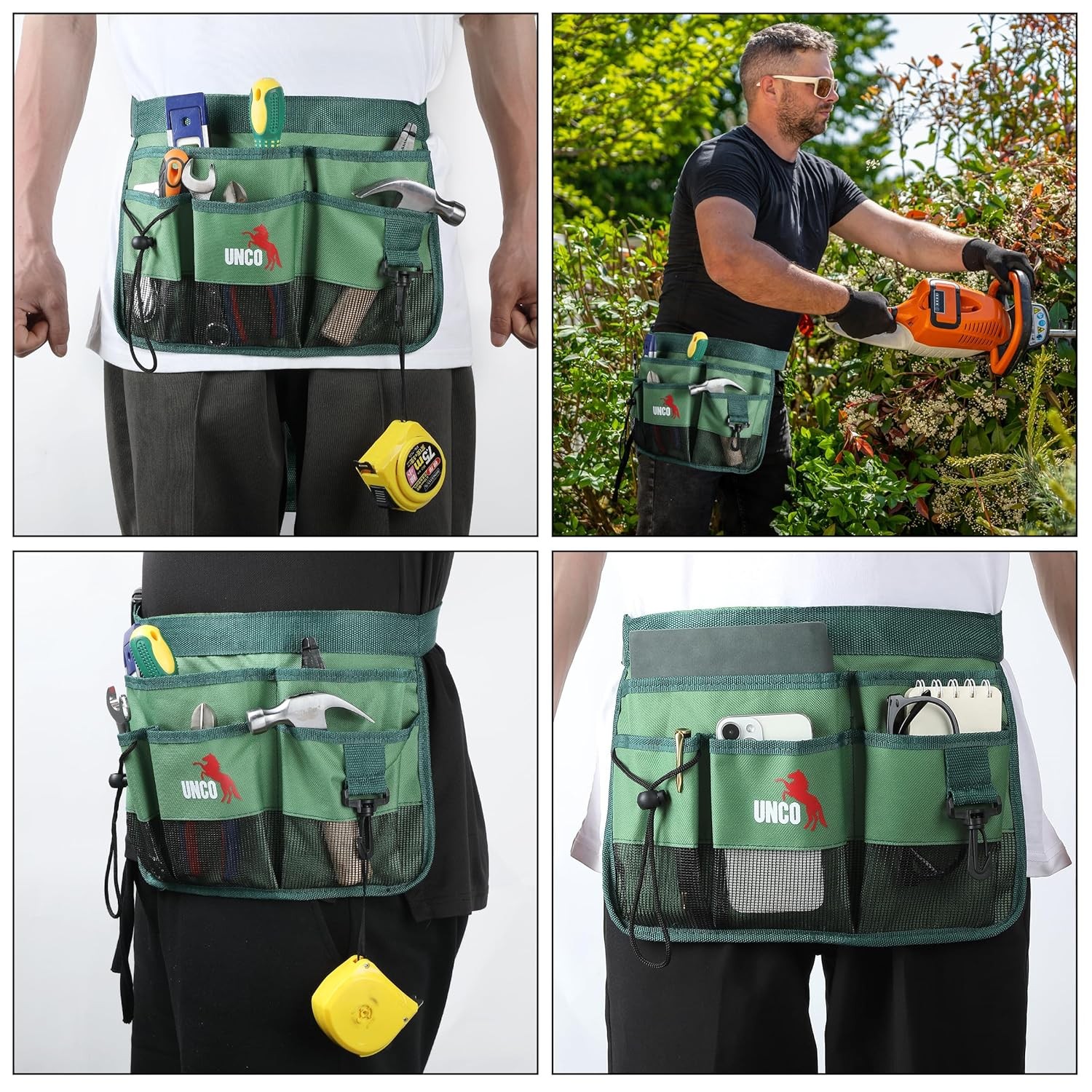 Adjustable Garden Tool Belt 7 Pockets Green Water Resistant Waist Apron