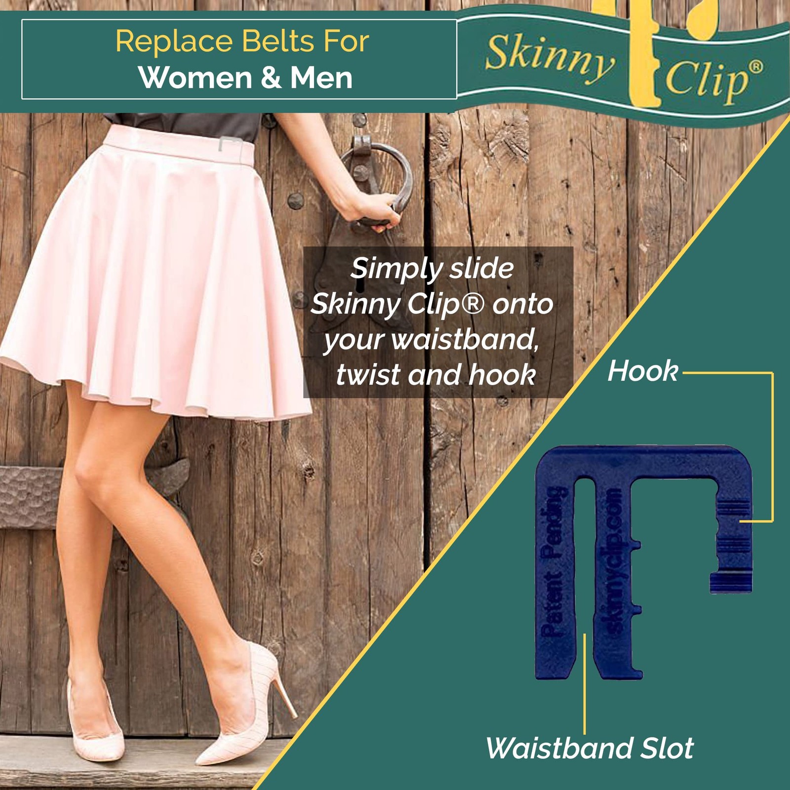 Skinny Clip Waistband Tightener – Replace One Size, Black, White, Khaki, Blue